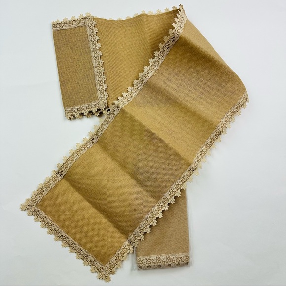 Ling’s Moment Lace Burlap Table Runner 72 x 12 inches - Picture 8 of 9